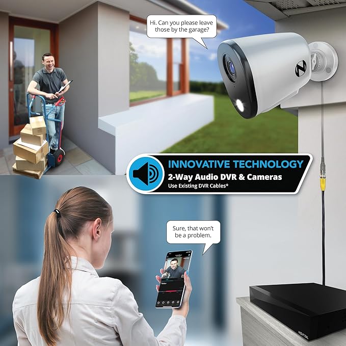 Night Owl 2-Way Audio 20 Channel DVR Video Home Security Camera System with (12) Wired 4K HD Indoor/Outdoor Deterrence Cameras and 2TB Hard Drive (Add up to 4 Wi-Fi Cameras) (12 Camera)