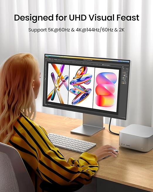 Silkland USB C Monitor Display Cable 4FT [4K@144Hz/60Hz 8K@30Hz], USB C 3.2 Gen 2x2 Video Cable, 20Gbps Data Transfer, 240W PD Fast Charge, Type C Compatible for iPhone 17, MacBook Pro, iPad