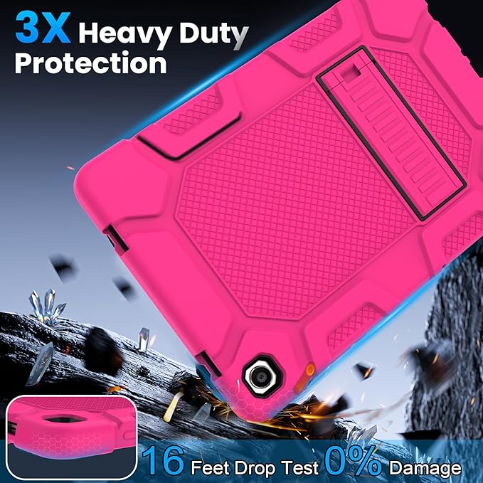 Rantice Case for Samsung Galaxy Tab A9+/A9 Plus 11", Heavy Duty Shockproof Rugged Protective Case with Kickstand for Galaxy Tab A9+/A9 Plus 11 Inch (SM-X210/X216/X218), Rosepink+Black