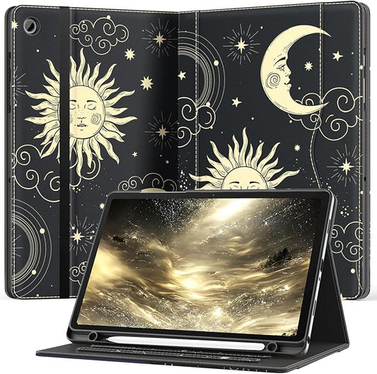 OKP Case for Samsug Galaxy Tab A9+ Plus 11 inch 2024(SM-X210/X216/X218), PU Leather Folio Cover with Multi-Angle Stand//Pen Holder, Auto Wake/Sleep Case for Galaxy A9+ 11" Tablet (Sun Moon)
