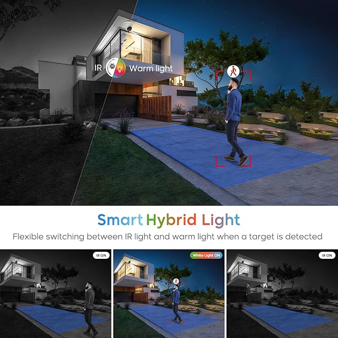 4K IP Camera Turret 8MP PoE Camera Outdoor, Security Camera with Human Vehicle Detection,98ft Color Night Vision,2.8mm 115° Wide Angle Lens,Built-in Mic,512GB Card Slot