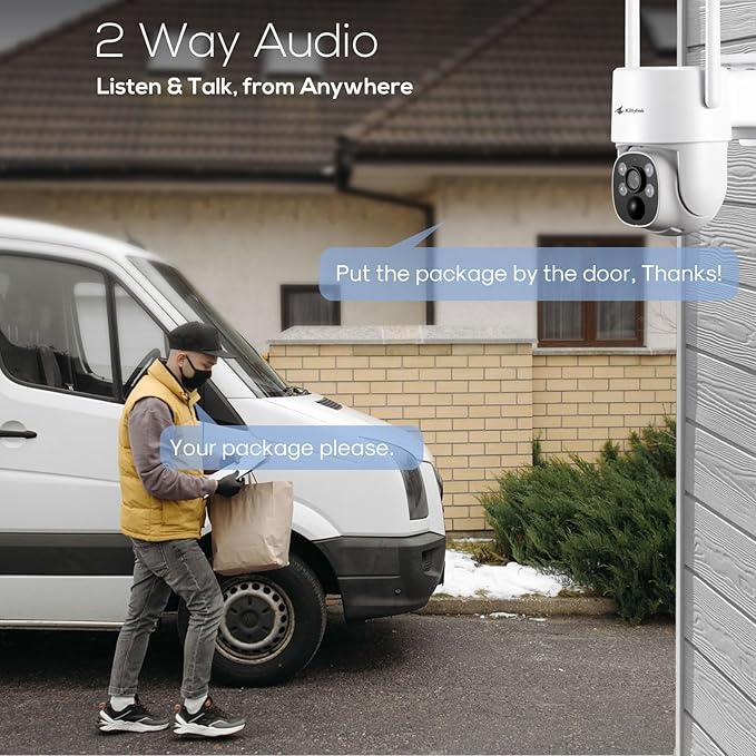 Kittyhok Outdoor Solar Security Camera System Wireless, 6pcs 2K Solar PTZ Security Camera, Pro Color Night Vision, Human Detection, 360 Viewing, 10CH NVR, Local Storage, KSBL40T4 Bundle with BLY4