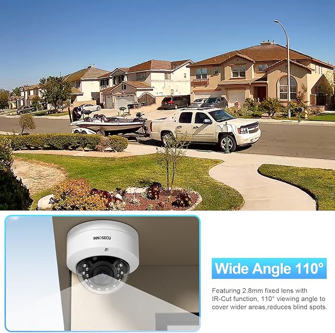 8MP Dome PoE Camera, IP Security Surveillance Camera @30fps, Vandal-Proof IK10, Waterproof IP67, Built-in Mic, 2.8mm Lens 110°, Human & Vehicle Detection, No PT Supported. IND8VR54A (White)