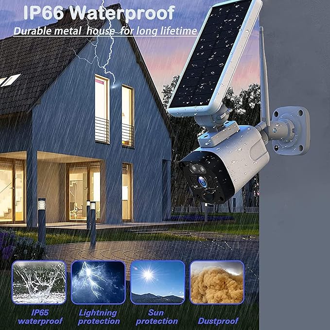Solar Security Cameras Wireless Outdoor,Home Security Camera System with Motion detection,2.4G WiFi Outdoor Camera Wireless,Solar-Powered 4MP 4 Cam-Kit,2K Night Vision,2-Way Audio,No Subscription,IP66