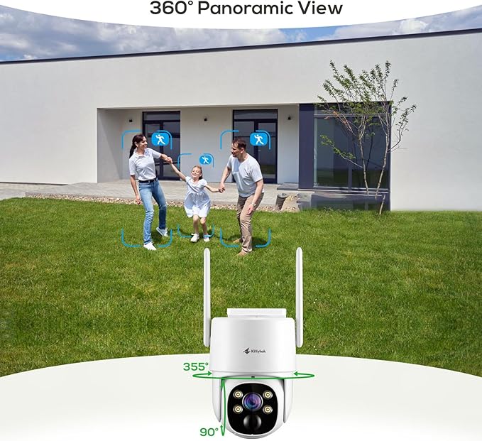Kittyhok 10CH Solar Security Camera System | 6pcs 2K Ultr Pan & Tilt Solar Camera Wireless Outdoor with Humman Detection, Spotlight, 2-Way Audio | 10 CH NVR System, 45-Day Local Storage