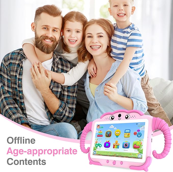 Kids Tablet 7IN Tablets for Kids 3-7, Tablet for Toddlers with Educational Games, 32GB Toddler Tablets for Children with Learning Apps, WiFi, Touch Screen, Shock Proof Case, Gift for Toddler Boy Girl