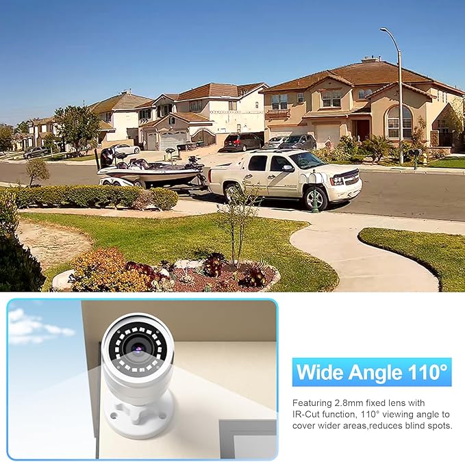 8MP AI PoE Camera, Bullet IP Security Camera Outdoor IP67, Face Detection, Human/Vehicle Detection, Night Vision up to 100ft, 2.8mm Lens Wide Angle 110°, Built-in Mic/Audio, INB8BR38F (White)