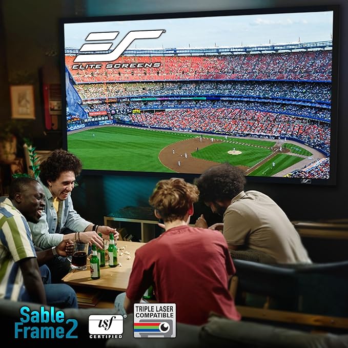 Elite Screens 180 inch Projector Screen 16:9, Wall Mounted Fixed Frame , 8K/4K UHD & Active 3D Ready, ISF-Certified Material for Home Theater, Office & Indoor Presentations, Sable Frame 2, ER180WH2