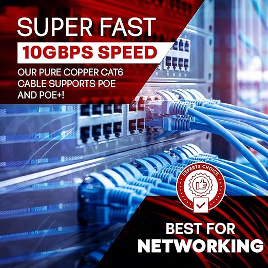 NewYork Cables CAT6 Plenum Cable 1000ft | 100% Solid Bare Copper, UTP, 550MHz, 23AWG, 4Pair 10GB Ethernet Cable, Certified CMP-Rated Bulk Cat 6 for Networking & Gaming (1000ft, Pure Copper,Yellow)