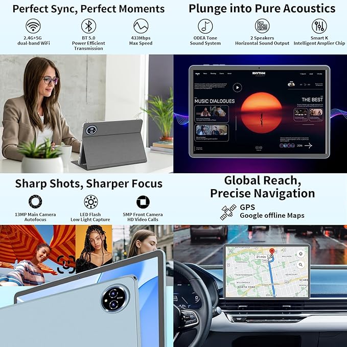 2026 Upgraded Android 15 Tablet, 11 inch Tablets with Keyboard, 24GB+128GB+2TB Expand, Octa-Core, 8000mAh, Gemini AI, 5G/2.4G WiFi, BT5.0, GMS, GPS, 2 in 1 Tablets with Case, Mouse, Stylus(Silver)