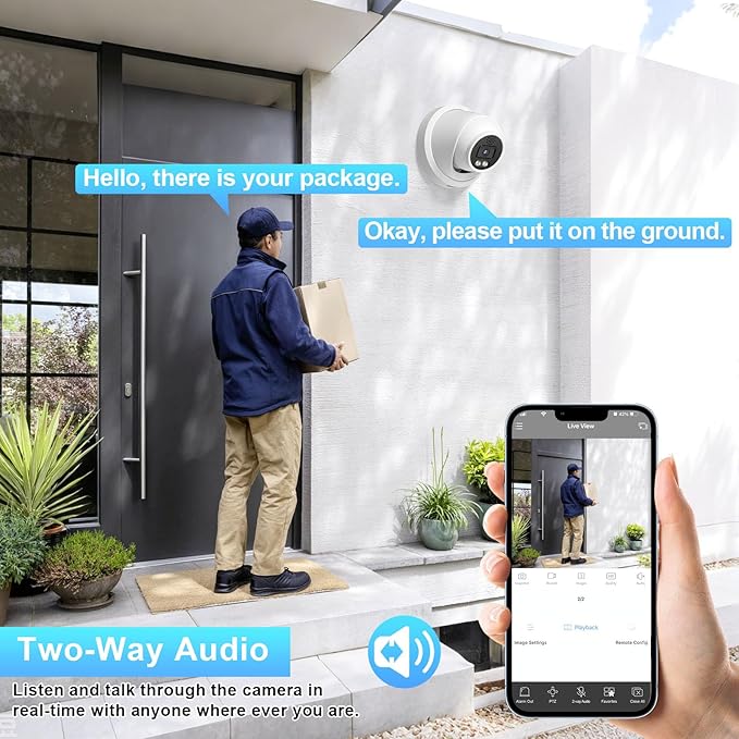 Dome PoE Camera 8MP Outdoor, Smart Dual Spotlight Security Camera for Surveillance System, Color Night Vision, 2.8mm Lens Wide Angle 110°, Two-Way Audio, Human/Vehicle Detection, IND8BD97K