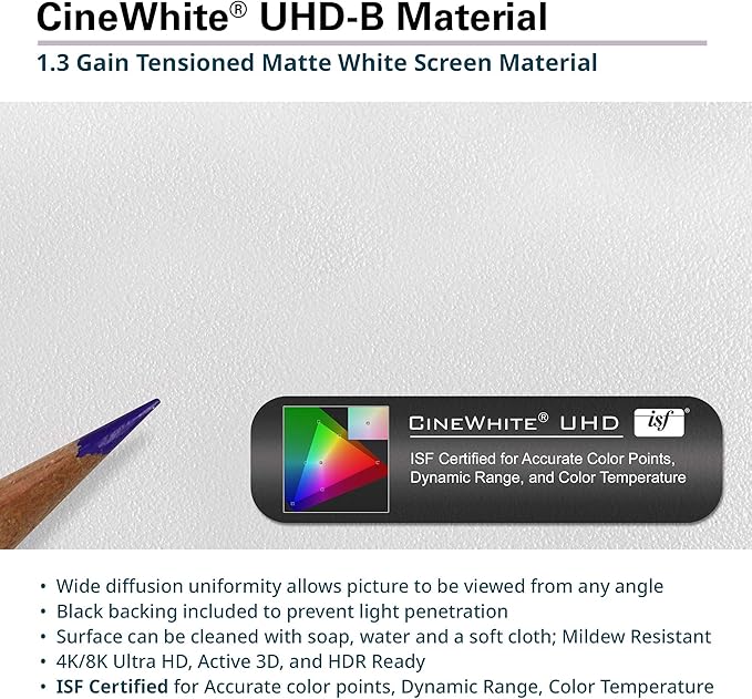 Elite Screens 100" Fixed Frame Projector Screen 16:9, Edge-Free 8K/4K UHD CineWhite, Standard, Short & UST Compatible Home Theater, AR100WH2