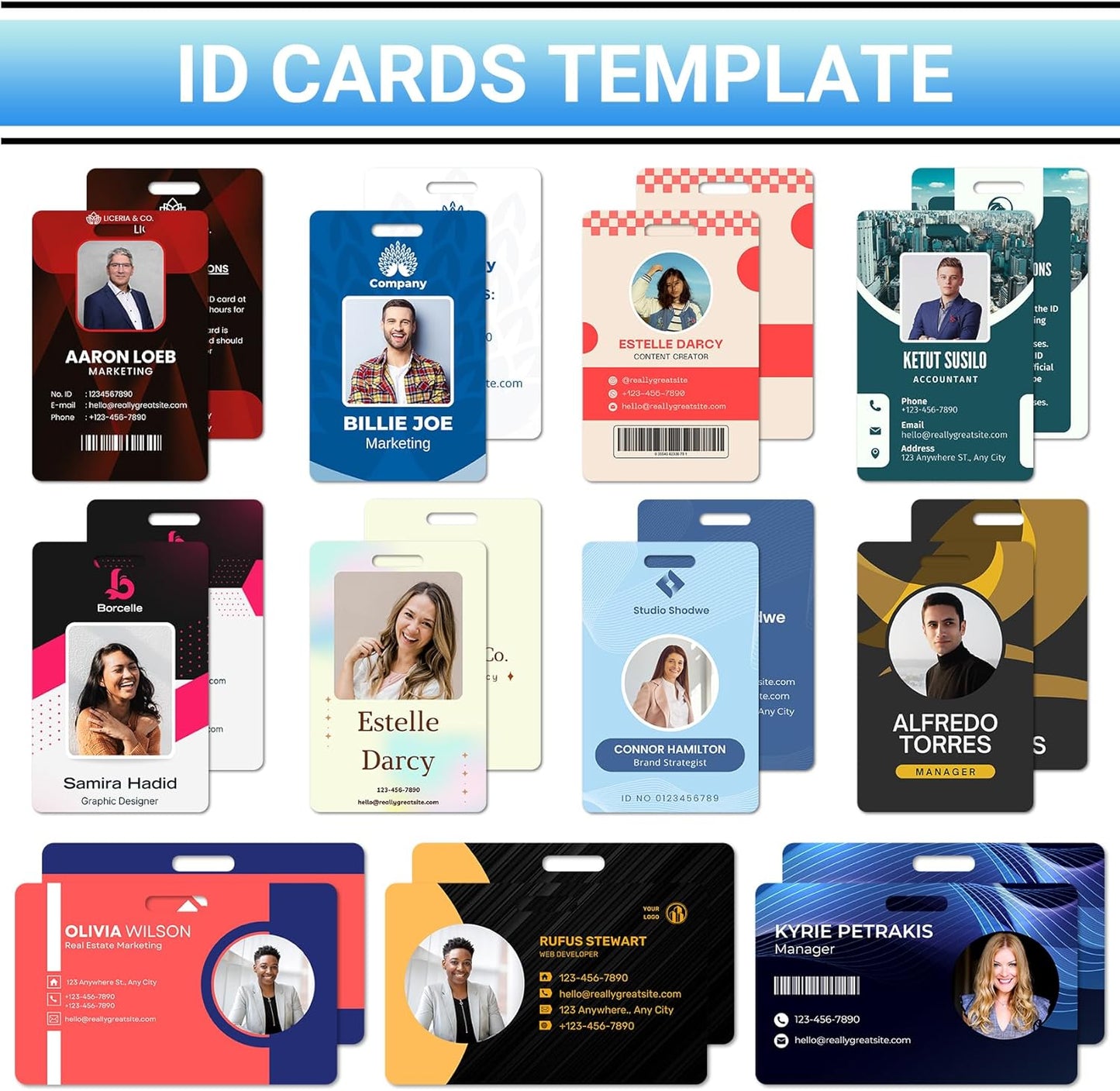 Custom Id Badge Custom Id Card Identification Badges Customizable Personalized Name Badge Customize Name Tag Photo Logo Employee Work Office Volunteer Customized Personal (Horizontal-5)