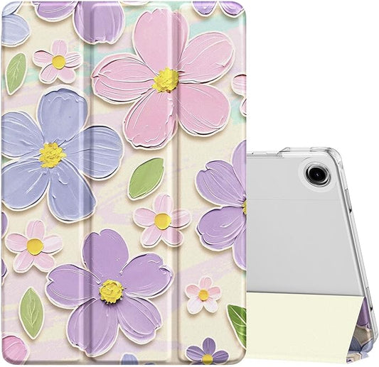 MoKo Case for Galaxy Tab A9+/A9 Plus 11 Inch 2023, Slim Stand Protective Smart Cover with Hard PC Translucent Back Shell for Tab A9 Plus Tablet (SM-X210/X216/X218), Auto Wake/Sleep,Oil Painting Flower