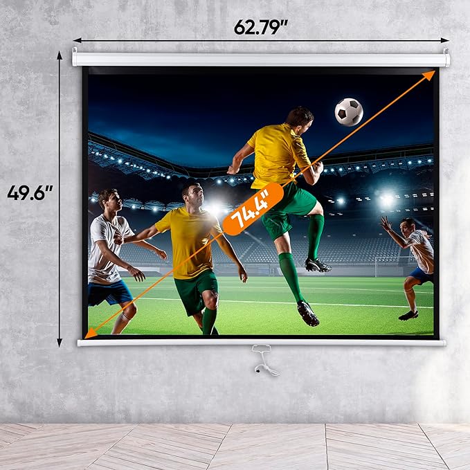 SUPER DEAL 72'' 4:3 HD Projection Screen Foldable Anti-Crease Portable Projector Movie Screen Manual Pull Down for Home Theater Presentation Education Outdoor Indoor Public Display, White