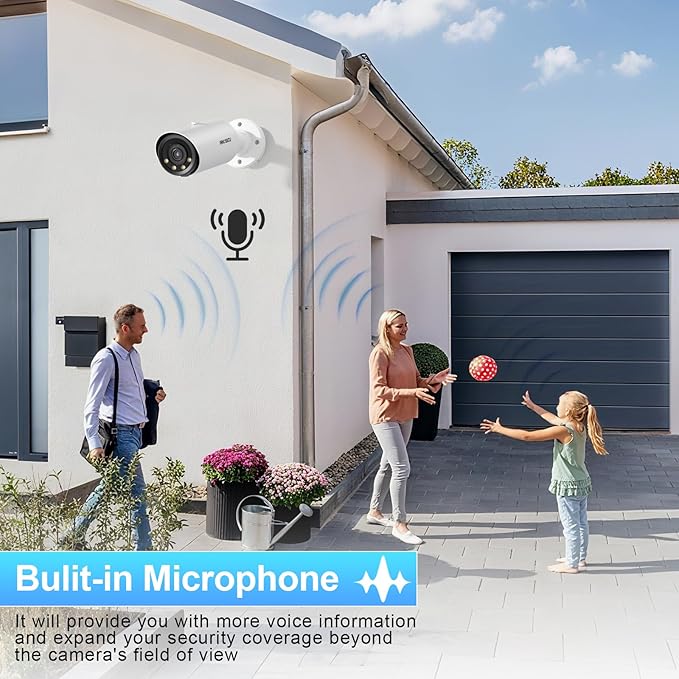 Bullet PoE Camera, 5MP IP Security Camera Outdoor, Motorized Lens 2.8~12mm 4X Optical Zoom, Smart Dual Light Color Night Vision up to 120ft, Built-in Mic, Human&Vehicle Detection, INB5GD57Z
