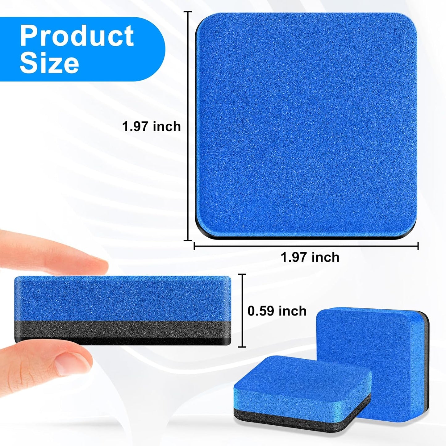 Jumlys 96 Pack Dry Erase Erasers, Mini Magnetic Dry Erase Eraser Bulk, Square Blue White Board Dry Erasers, Ideal Chalkboard Cleansers, Perfect for Kids Classroom, Home and Office (1.97 x 1.97 Inch)