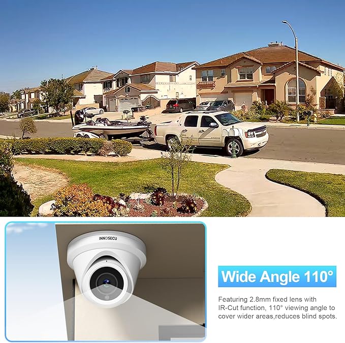 PoE Camera 4MP with Mic, IP Dome Security Surveillance Camera, Waterproof IP67, Night Vision 100ft, 2.8mm Lens Wide Angle 110°, Motion Detection, Human&Vehicle Detection, IND4FR93A (White)